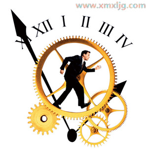 Businessman running on clock gears